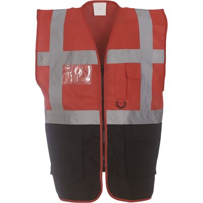 Chaleco alta visibilidad reflectante con bolsillos Red / Black 3Xl