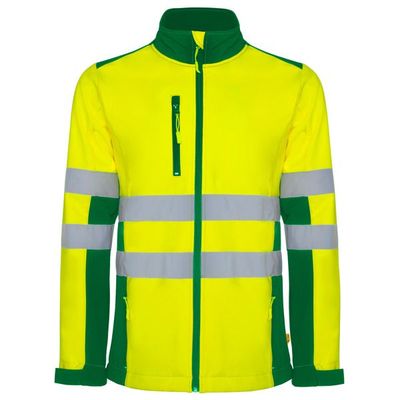 Chaqueta Softshell Alta Visibilidad Cuello Alto Verde Jardín/Amarillo Flúor L