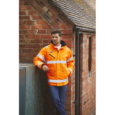 Chaqueta alta visibilidad impermeable con capucha