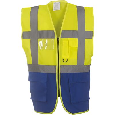 Chaleco alta visibilidad reflectante con bolsillos Hi Vis Yellow / Royal Blue 3Xl