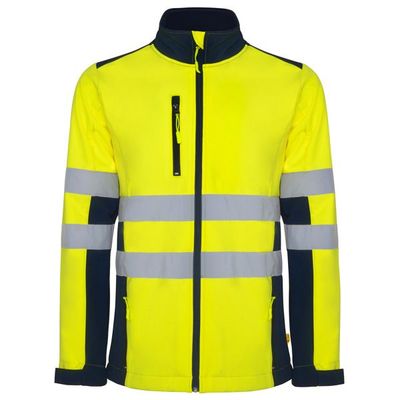 Chaqueta Softshell Alta Visibilidad Cuello Alto Marino/Amarillo Fluor L