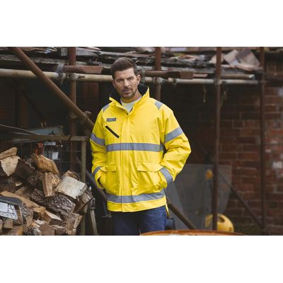 Chaqueta alta visibilidad impermeable con capucha