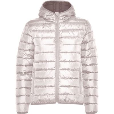 Chaqueta Acolchada Mujer con Capucha Blanco Vintage L