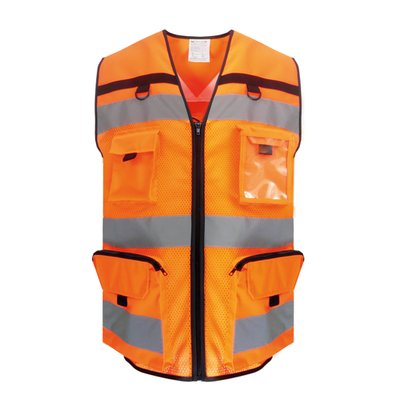 Chaleco alta visibilidad con bolsillos Hi Vis Orange Mesh M