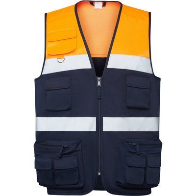 Chaleco de alta visibilidad con cremallera Marino/Naranja Fluor Xl