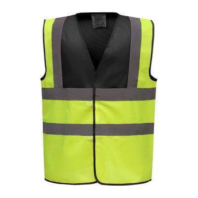 Chaleco alta visibilidad poliéster Velcro Black / Hi Vis Yellow L