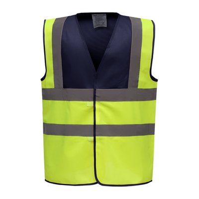 Chaleco alta visibilidad poliéster Velcro Navy / Hi Vis Yellow L
