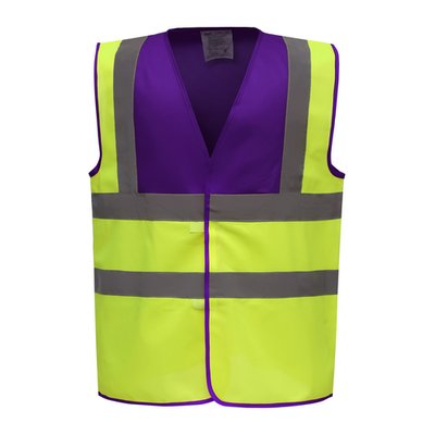 Chaleco alta visibilidad poliéster Velcro Purple / Hi Vis Yellow L