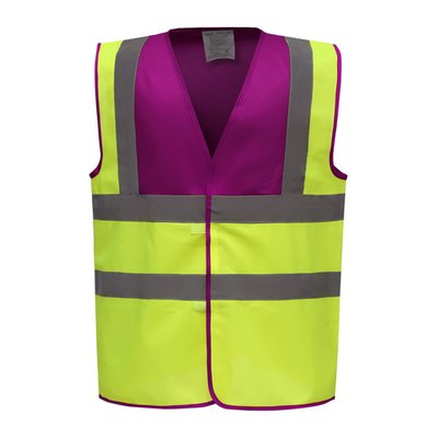 Chaleco alta visibilidad poliéster Velcro Raspberry / Hi Vis Yellow XXL