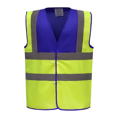 Chaleco alta visibilidad poliéster Velcro Royal Blue / Hi Vis Yellow XXL