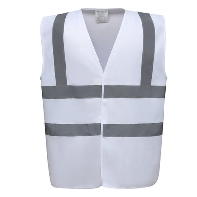 Chaleco alta visibilidad poliéster Velcro White M