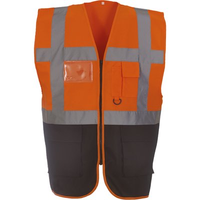 Chaleco alta visibilidad reflectante con bolsillos Hi Vis Orange / Black XXL