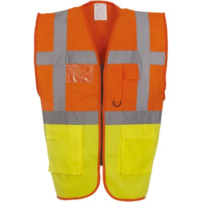Chaleco alta visibilidad reflectante con bolsillos Hi Vis Orange / Hi Vis Yellow S