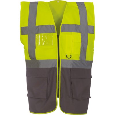 Chaleco alta visibilidad reflectante con bolsillos Hi Vis Yellow / Grey Xxl