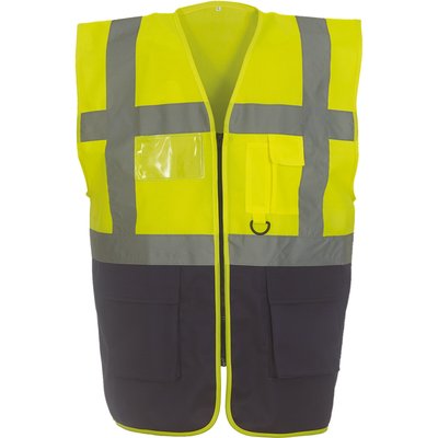Chaleco alta visibilidad reflectante con bolsillos Hi Vis Yellow / Navy L