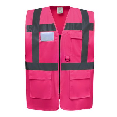 Chaleco alta visibilidad reflectante con bolsillos Pink 3Xl