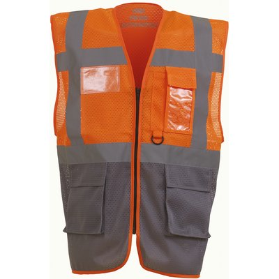 Chaleco alta visibilidad ropa laboral Hi Vis Orange / Grey L