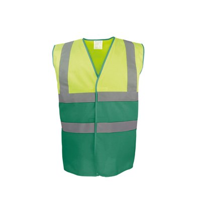 Chaleco bicolor en contraste Hi Vis Yellow / Paramedic Green 3XL