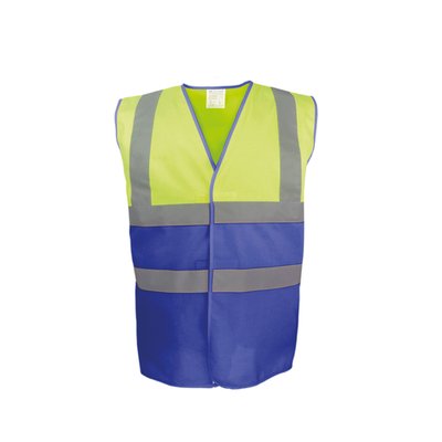 Chaleco bicolor en contraste Hi Vis Yellow / Royal Blue XL