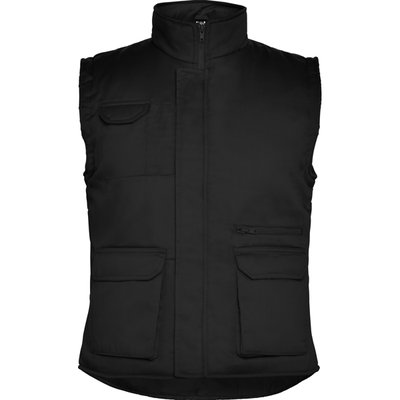 Chaleco con Cuello Alto y Bolsillos Negro Xl