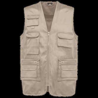 Chaleco multibolsillos con forro unisex Beige 5XL