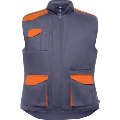 Chaleco trabajo multibolsillos PLOMO/NARANJA XL