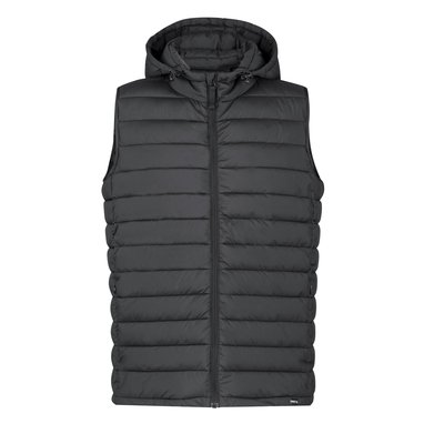 Chaleco unisex RPET con capucha y bolsillos Neg L
