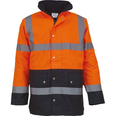Chaqueta alta visibilidad impermeable Hi Vis Orange / Navy XL
