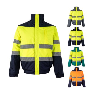Chaqueta bicolor acolchada con bandas reflectantes