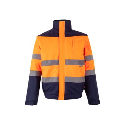 Chaqueta bicolor acolchada con bandas reflectantes
