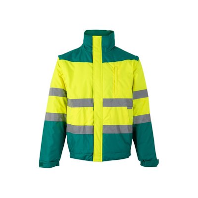Chaqueta bicolor acolchada con bandas reflectantes