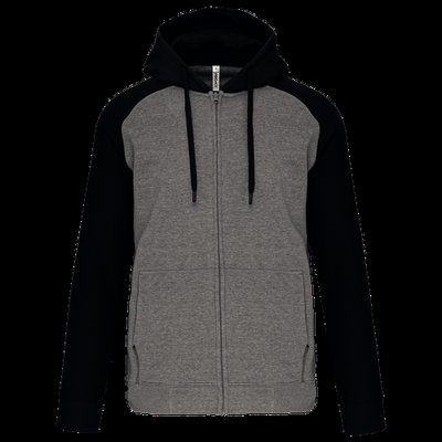 Chaqueta Bicolor con Cremallera y Capucha Grey Heather / Black Xxl