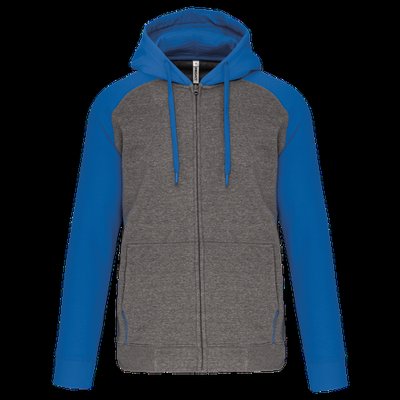 Chaqueta Bicolor con Cremallera y Capucha Grey heather/Sporty royal blue XL
