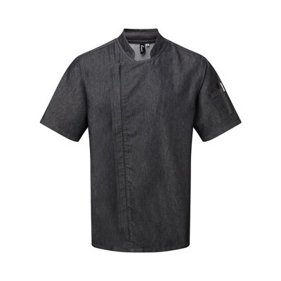 Chaqueta de chef con cremallera oculta Black Denim XL