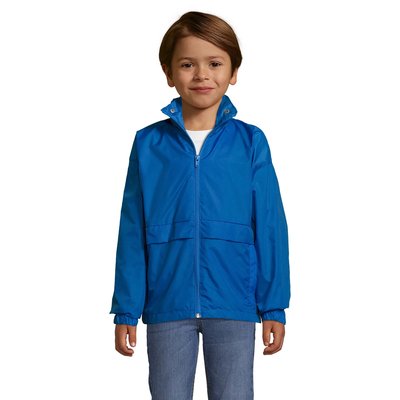 Chaqueta Cortavientos Niño Impermeable con Capucha Azul Royal 10 Años