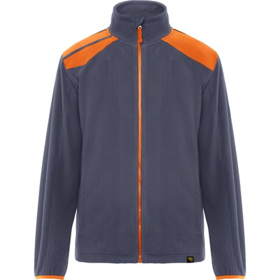 Chaqueta Micropolar Bicolor Cuello Alto Plomo/Naranja 3Xl