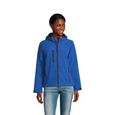 Chaqueta mujer impermeable con capucha Azul Royal S