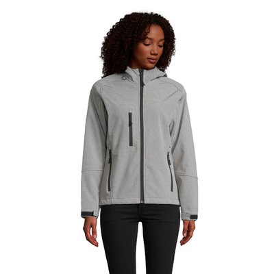 Chaqueta mujer impermeable con capucha Gris Jaspeado L