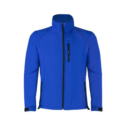 Chaqueta de soft shell impermeable con bolsillos de cremallera Azul L