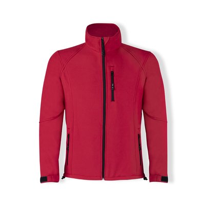 Chaqueta de soft shell impermeable con bolsillos de cremallera Roj S