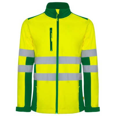 Chaqueta Softshell Alta Visibilidad Cuello Alto Verde Jardín/Amarillo Flúor 4Xl