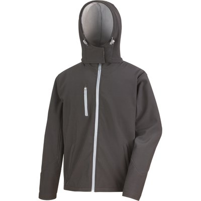 Chaqueta Softshell con capucha hombre Black / Grey XXL