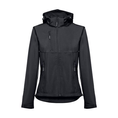 Chaqueta Softshell Mujer Capucha Extraíble Negro L
