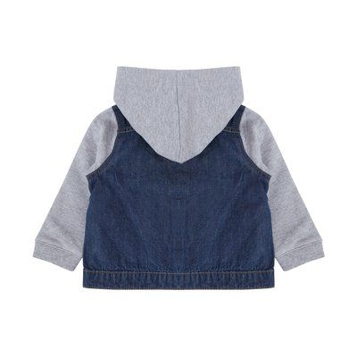 Chaqueta vaquera de niños con capucha Blue / Heather Grey 24/36M