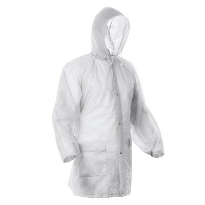 Chubasquero con capucha ajustable y bolsillos con solapa Blanco Talla Única Adulto