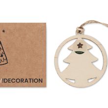 Colgador madera forma de pino con semillas Madera