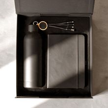 Conjunto de libreta y botella  reciclada Negro