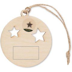 Colgador de madera forma de bola con semillas | Lado 1 | 30 x 15