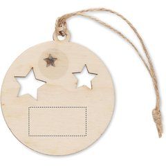 Colgador de madera forma de bola con semillas | Lado 2 | 30 x 15
