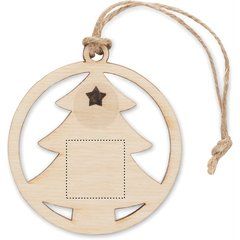 Colgador madera forma de pino con semillas | Lado 2 | 20 x 20